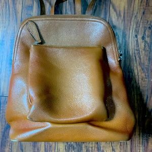 Heshe brown leather backpack purse